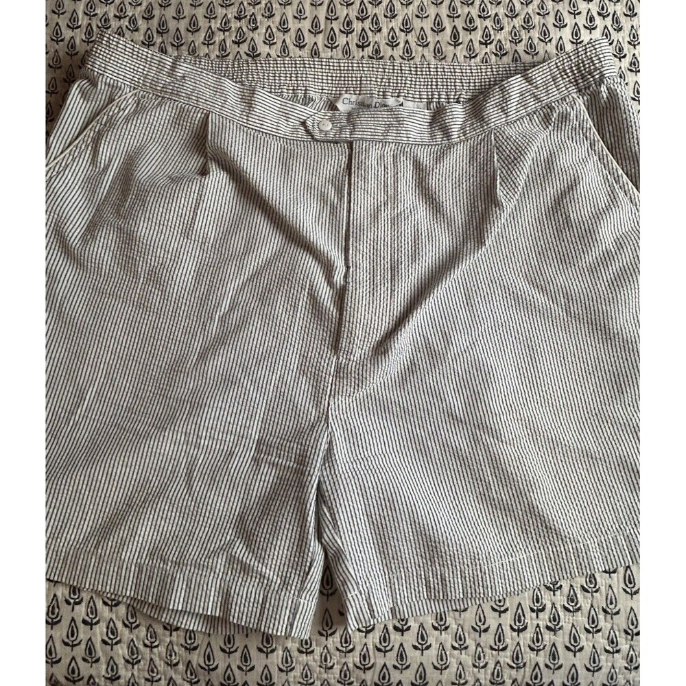 Christian Dior Monsieur Men’s Seersucker Striped Shorts Piping Sz XL Boat Beach